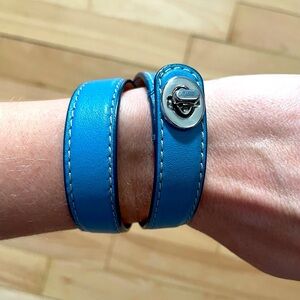 Coach Blue Leather Wrap Bracelet